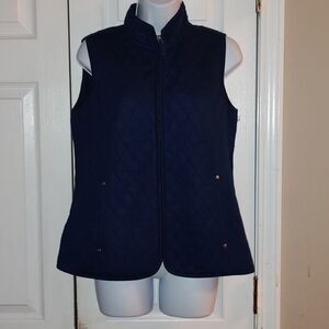 Kim Rogers  Petite navy blue quilted  zipper  vest Sz SP NWOT